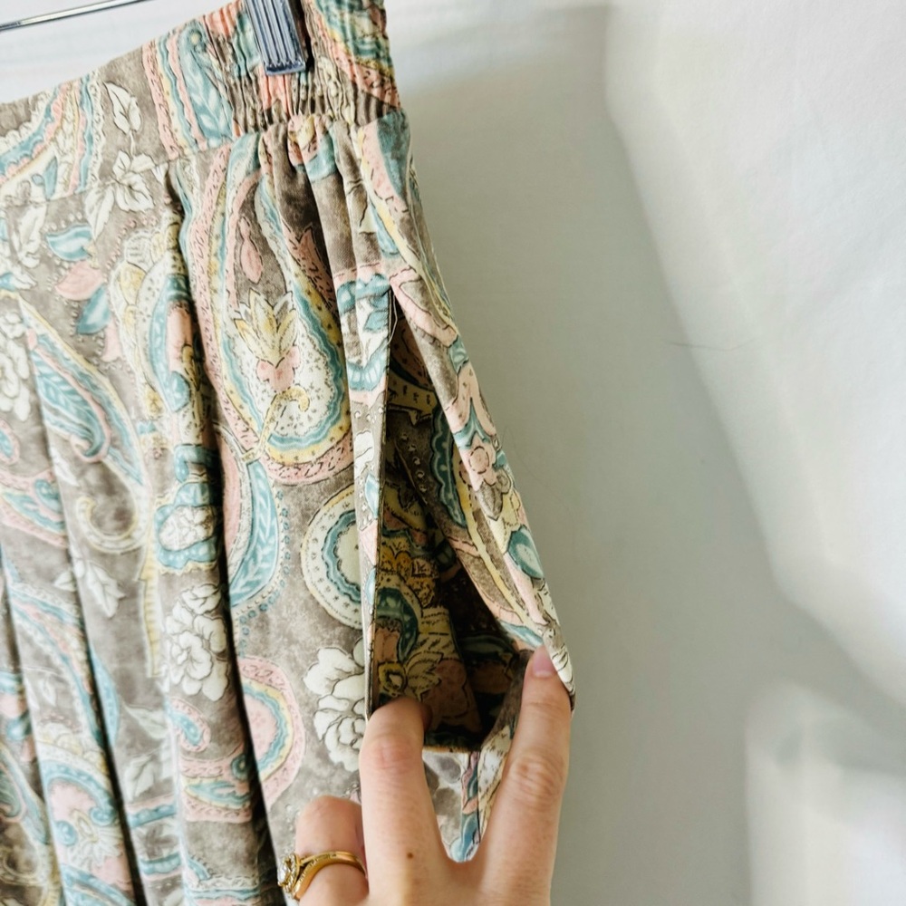 Vintage 80s Jantzen Paisley Neutral Cream Skirt - Picture 4 of 12